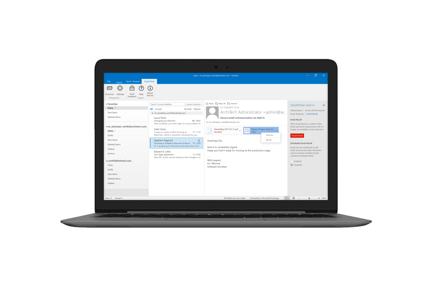 StealthMail for Outlook Notebook